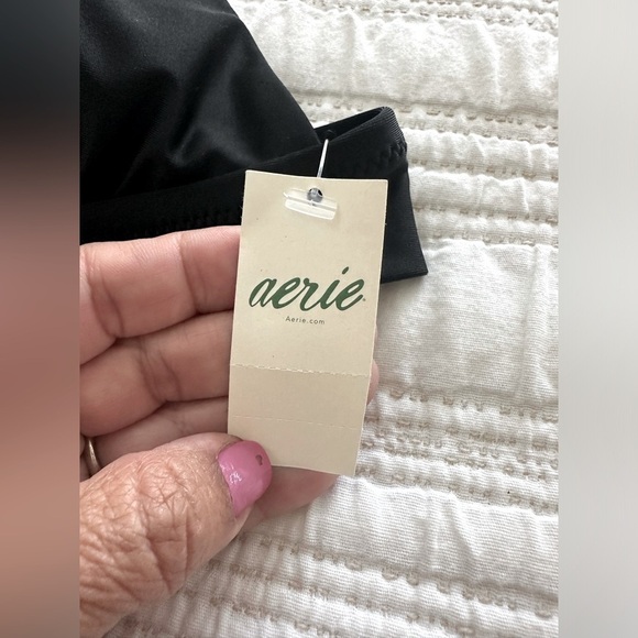 Aerie Black Triangle Tie Back Bikini Top Size Medium - Picture 10 of 11